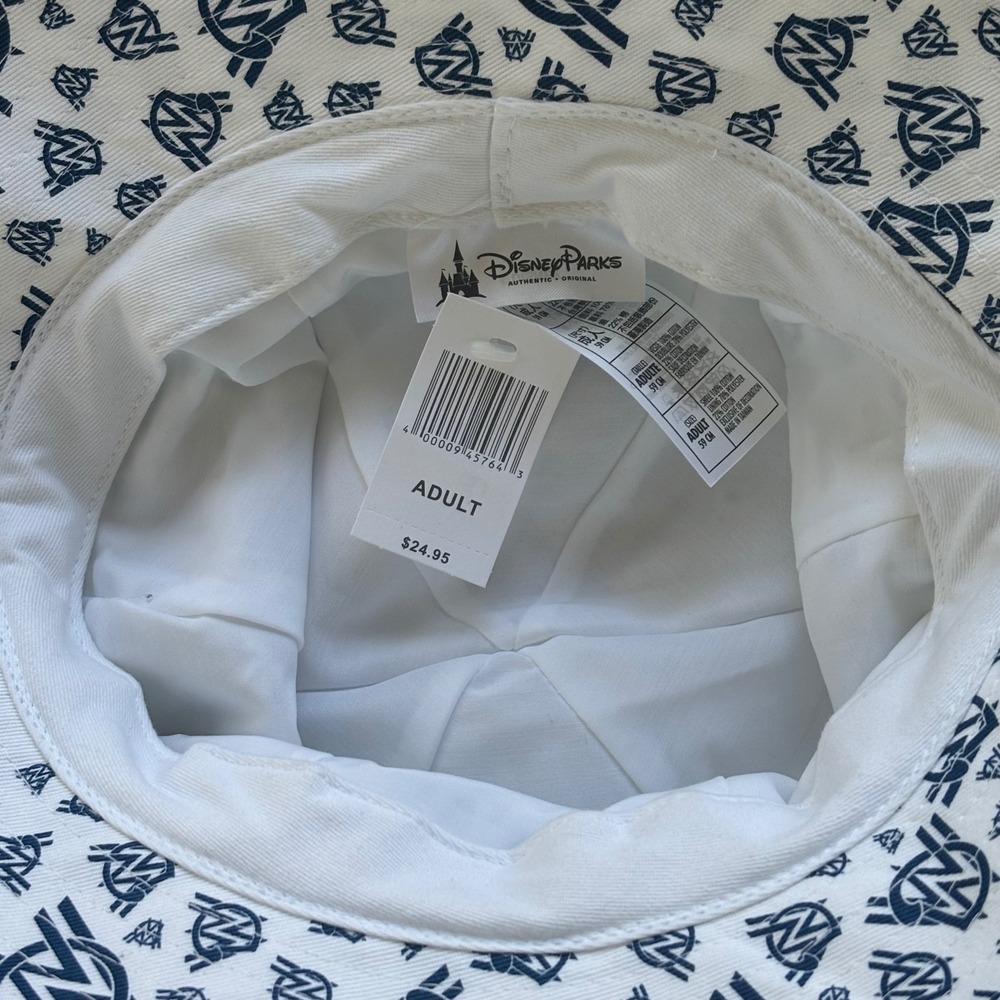 Disney Parks Bucket Hat Adult OS White Blue Monogram NWT Streetwear Disneycore - Picture 4 of 8
